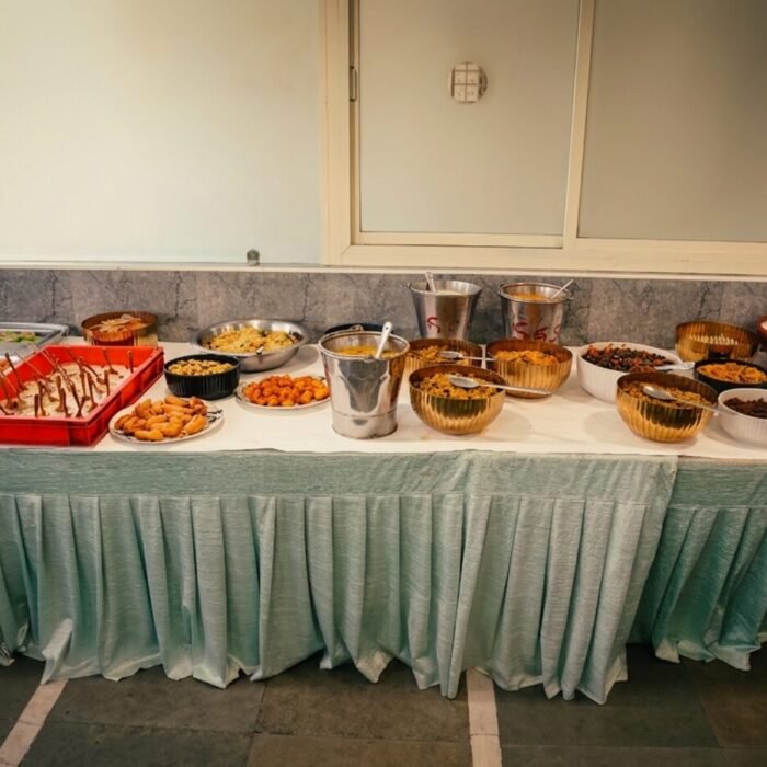 Sweets and tiffin counter spread, Sri Sai Manikanta Caterers